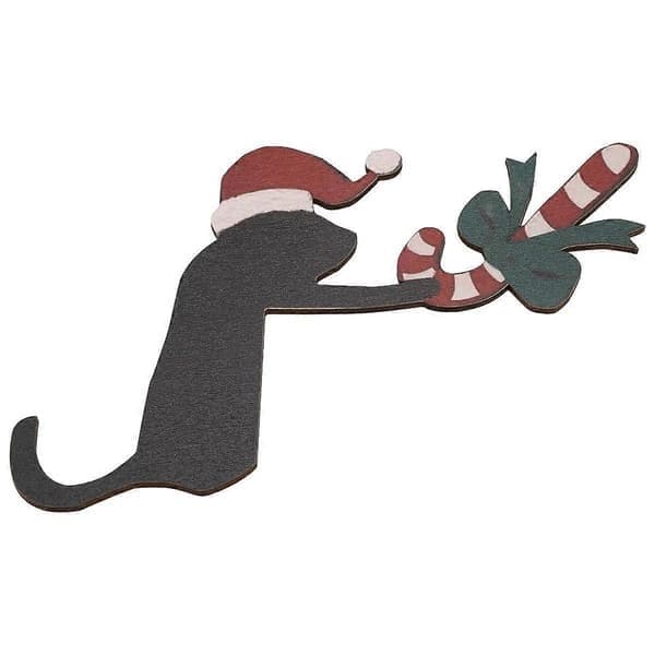 Jul dörrhörnsskylt Trä katt dörrtoppare dekor, Trä dörrkarm prydnad kattstaty konstfi