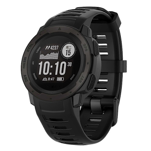 Silikon Klokkereim for Garmin Instinct Tactical/Instinct Tide/Instinct 2/Instinct Armbånd med Svart Spenne Black