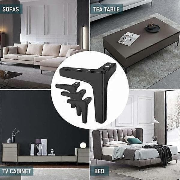 Møbelben, belastning op til 600 kg, moderne metal trekant bordben, hårnålsformede møbelben til skabe, sofa, sort gray 17