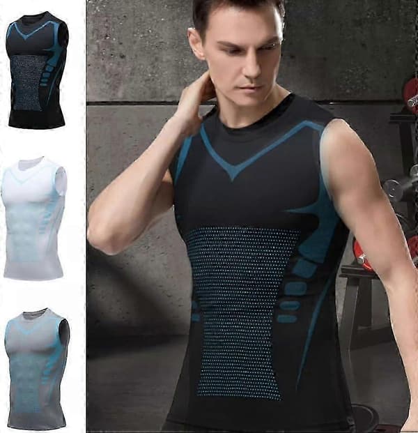 North Alpine kompresjonsvest, kompresjonsskjorte for menn, ermeløs vest, for treningsstudio, løping grey XL