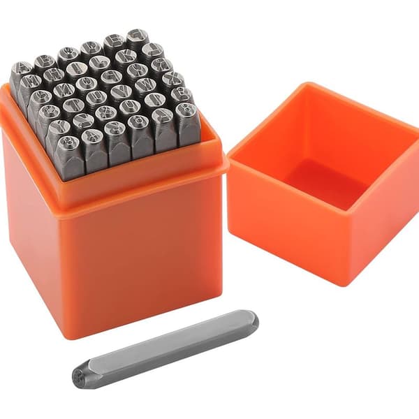 37 deler stemplingsbokstaver og -tall, 3 mm punch, A-Z og 0-9, for stempling av metall, plast, tre, lær