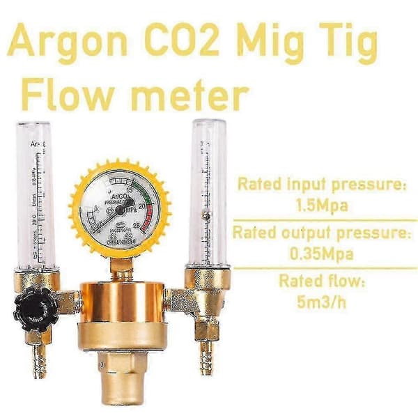 Argon Co2 Trykreduktionsventil Mig Tig Flowmåler Kontrolventil Svejsning Gasregulator Dobbelt Rør Bubbl