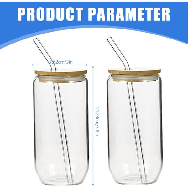 QU*2 stycken bubble tea-muggar 500 ml, glas med lock och sugrör, dricksglas med sugrör och lock, bubbleglas, iskaffeglas, longdrinkglas set