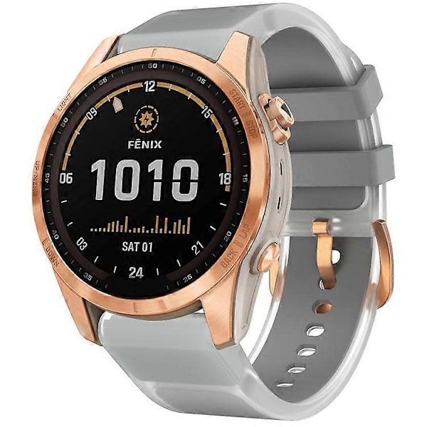 Kompatibel med Garmin Fenix 7S QuickFit 20mm Transparent Design Klockarmband Justerbart Silikonband Grey