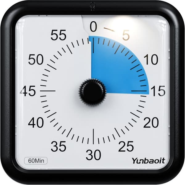 10 cm visuel timer, 60-minutters nedtælling med stort display til børn og voksne, lydløs timer til køkken, skole, kontor, batteri inkluderet (blå)