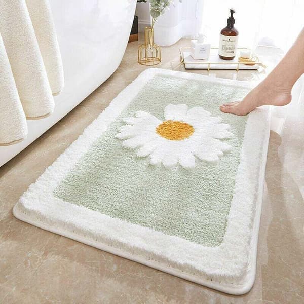 Daisy absorberende bademåtte, lavet af blød polyester, maskinvaskbar, 45 x 60 cm
