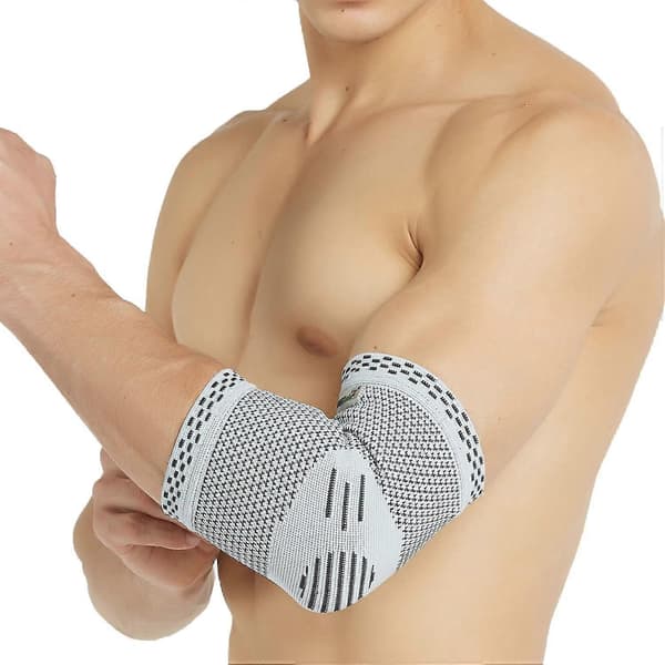 Armbågsstöd - Bambufiber 3D-vävd stickat tyg - Elastisk & Andningsbar (storlek Xl, 1 enhet)