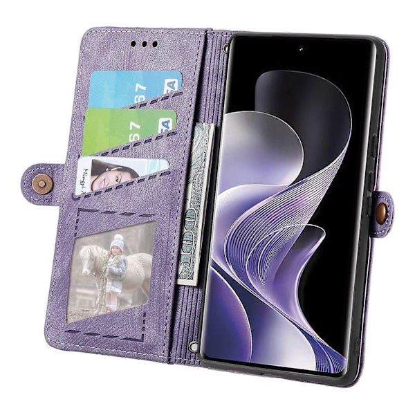 Väska med blixtlås för TCL 50 Pro NxtPaper 5G - Geometrilinjer i läder - Ljuslila Multicolor Light Purple