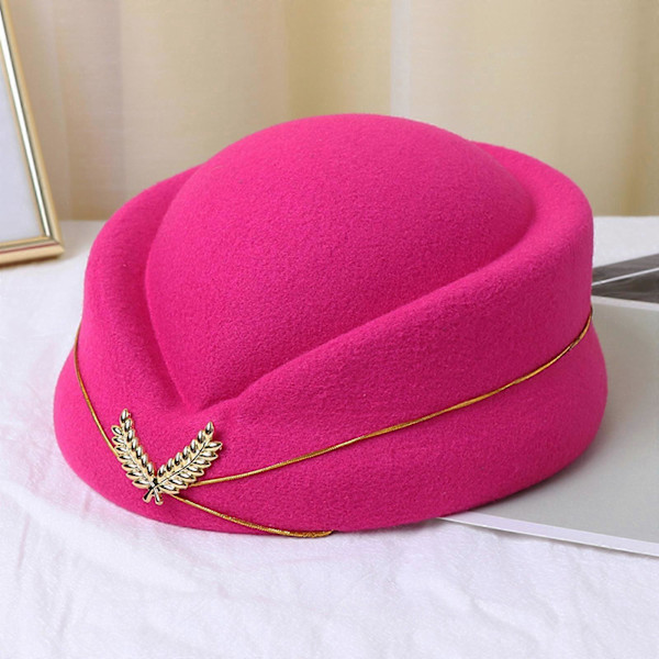 Stewardesse Hat Beret Hat Dame Flyværtinde Hat Party Cosplay Formel Uniform Kasketter Tilbehør Partyhatte Kostume Blå Blue