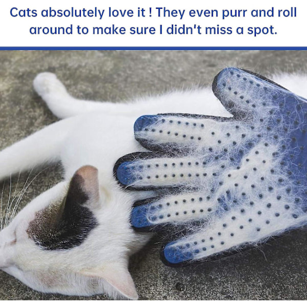 [Uppgraderad Version] Massagehandskar för Katt och Hund - Rengöringshandskar i Gummi för Djurhår 2 i 1 Par (Blå)