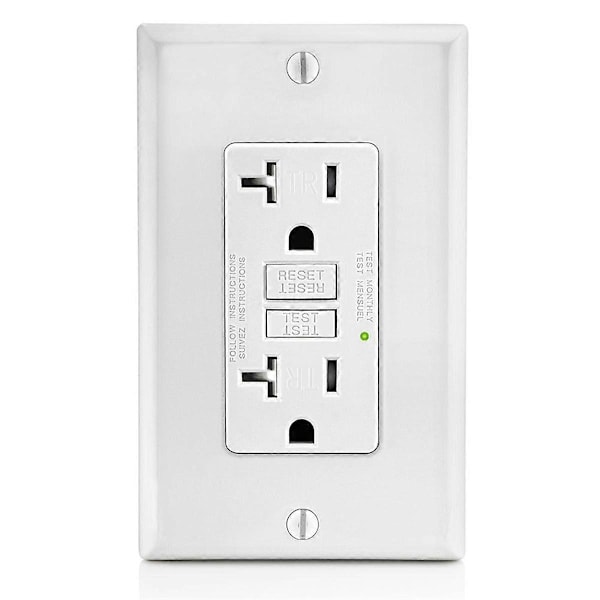 GFCI Stikkontakt 20A, GFI Elektrisk Stikkontakt med LED-indikator, 20A Jordfeilbryter