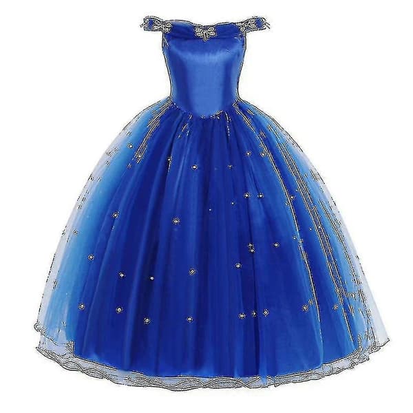 Flickklänning Askungen Prinsessklänning Halloweenkostym-8 150cm