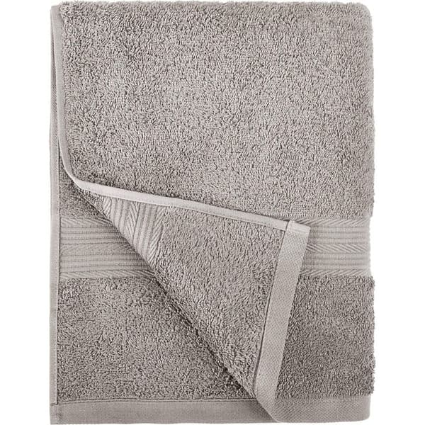 Sæt med 2 badehåndklæder i 100 % bomuld til badeværelset, falmebestandige, bløde og absorberende, 2 badehåndklæder, 70 x 140 cm, grå