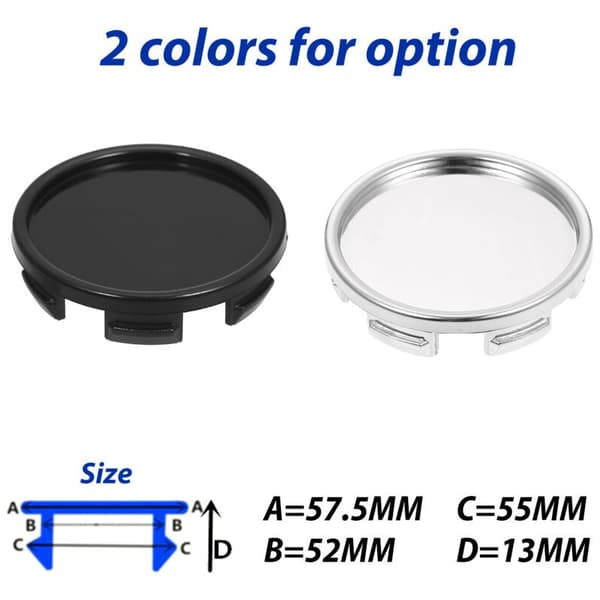 Jeffergarden Sæt med 4 universelle 55 mm ABS hjulkapsler