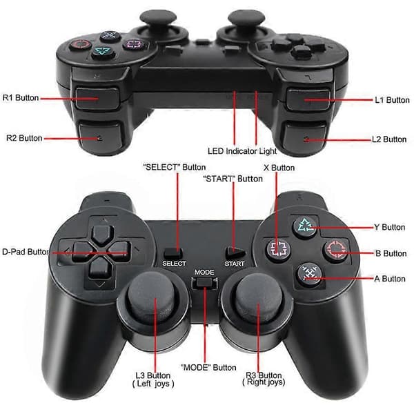 JCD Trådlös Gamepad för Sony PS2-konsol Joystick 2.4G Dubbel Vibrationschock Joypad USB PC Spelkontroll Clear Green