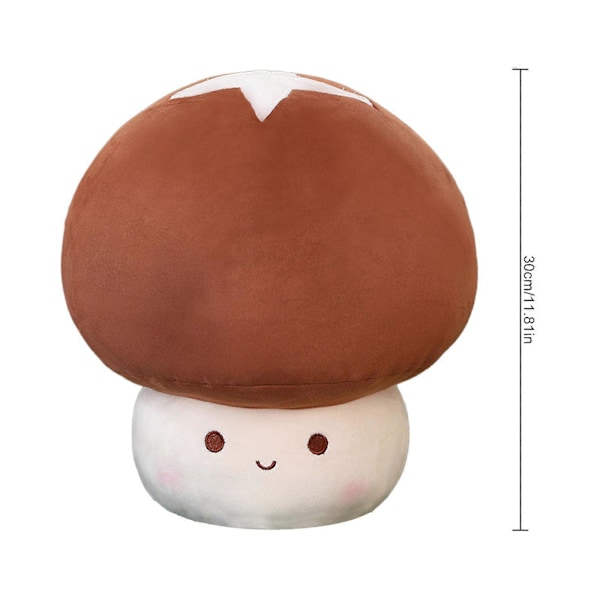 NYHET! Søt sopp-pute i mykt plusj - Koselig sopp-pute for klemmekos brown 30cm