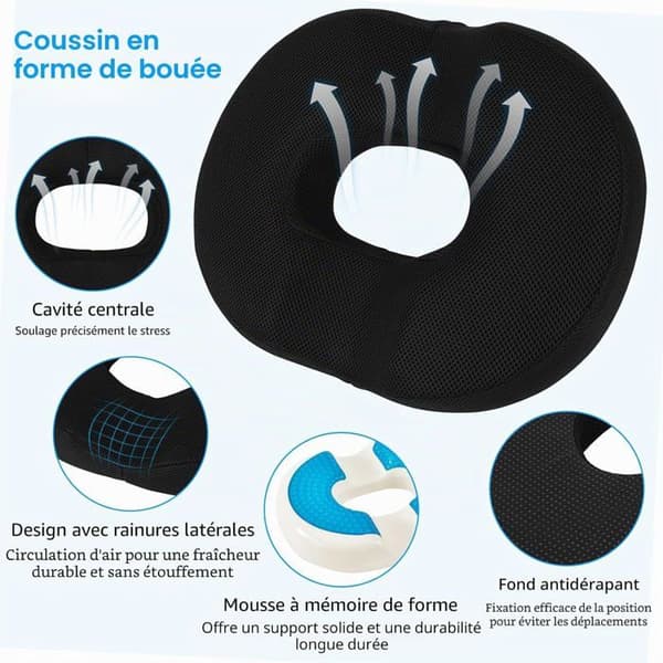 1 stk. Donut-pude, ergonomisk halebenspude, lindrer effektivt hæmorider, prostatasmerter og halebenssmerter