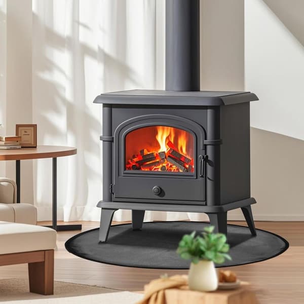 Rund brandsäker matta, 60 cm, brandsäker, vattentät, vikbar, för eldstad, bordsgrill, gräs, golv