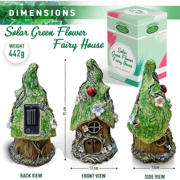 Det fortryllede havefehus grøn blomsterpynt udendørs dekoration fehave tilbehør statue fe pixie elver hjem