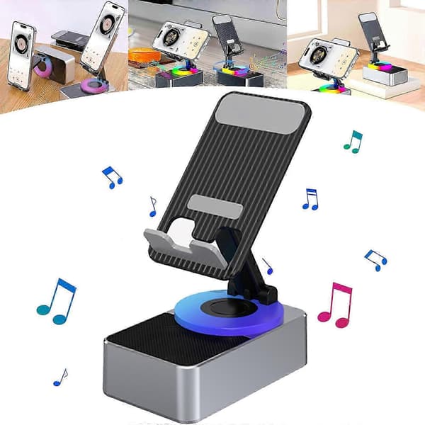 3-in-1 Bluetooth Audio Power -puhelinpidike, matkapuhelinjalusta langattomalla kaiuttimella, 100% uusi Grey