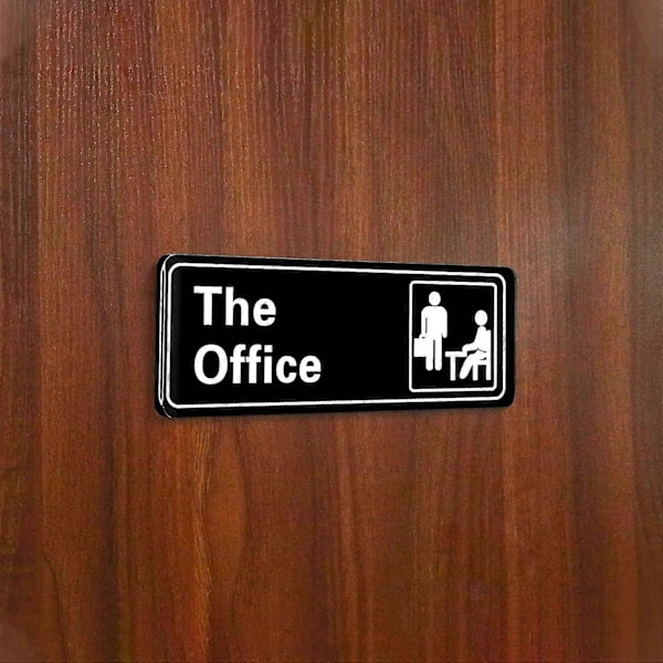 The Office Skylt Akryl Dörrpanel Självhäftande Skylt Enkel Installation 8,1x22,9x0,5 cm (svart och vit)