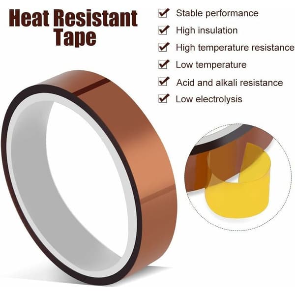 Högtemperaturisolerande tejp, Högtemperatur-polyimidtejp, Värmebeständig, 8mm × 33m