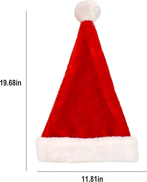 Premiumhattar (4-pack), plysch röda sammetsjulhattar med vita manschetter
