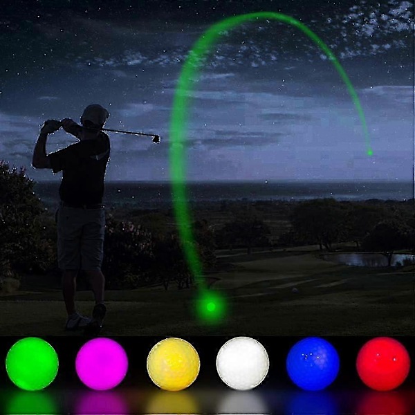 6 st LED Golfbollar Självlysande Golfbollar, Blinkande Självlysande Golfboll, Nattglöd Blinkar Upp, Långvarig Ljusstark Nattsport, Slumpmässiga Färger