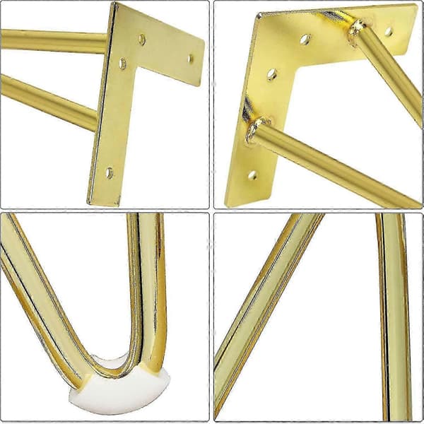 Set med 4 15 cm Guld Metall Möbelben, Robusta Hårnålsben
