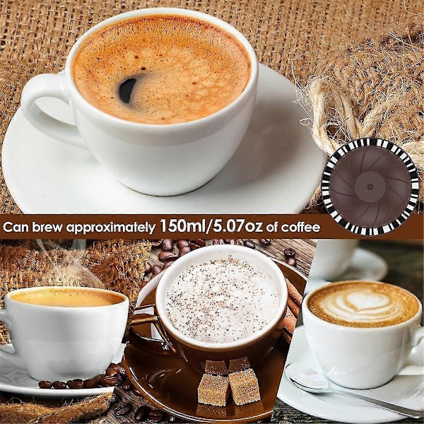 5 stk. Gjenbrukbare Vertuo-kapsler for Nespresso-maskin, kaffekapsel med 2 silikonlokk, 1 skje og børste, (150 ml)