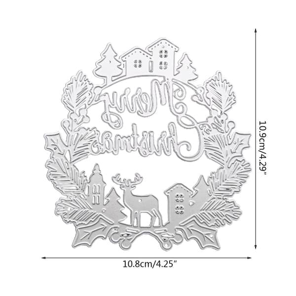 Hyvää joulua -kranssin metallileikkausmuotit sabluuna DIY-leikekirja-albumipaperi