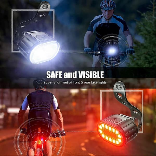 LED sykkelbaklys Sykkel frontlys USB oppladbart sikkerhetsvarsellys Sykkelhodelykt White Light