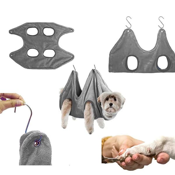 Bärbar hängmatta för hund- och kattvård, andningsbar vårdassistent. grey M