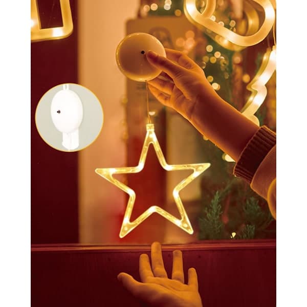 LED-stjerner julelys, 3-pakning LED-julevinduslys, 10 LED-juledekorasjoner med timer for vindu D