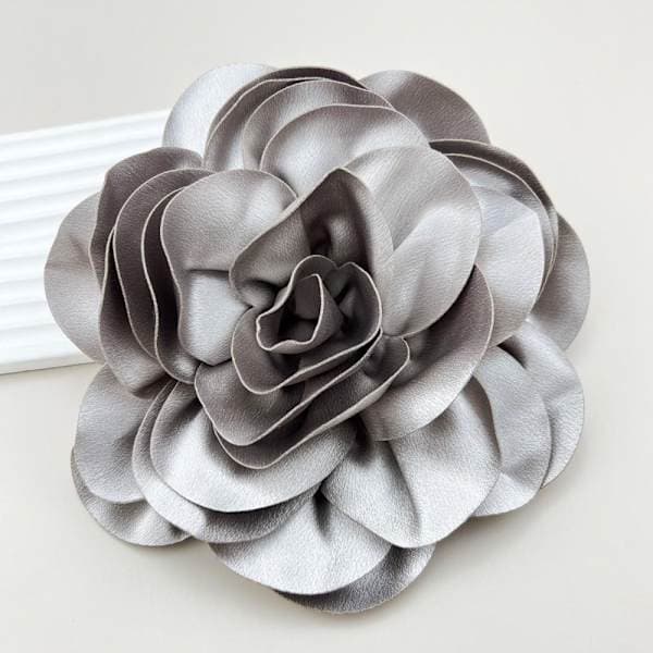 Stor Blomsterbrosch Mode Fransk Märke Satin Dekorativ Nål-KK1 Black