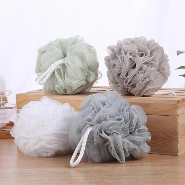 4-pak Mesh Pouf Badesvamp - Mesh Loofah Krops Eksfolierende Brusebold Badesvamp