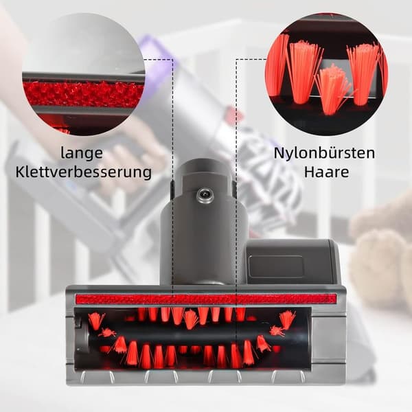 Miniturbomunstycke för Dyson V7 / V8 / V10 / V11 / V15 dammsugare, snabbkopplingsborstrulle för soffor, bilbarnstolar, fåtöljer, eliminerar