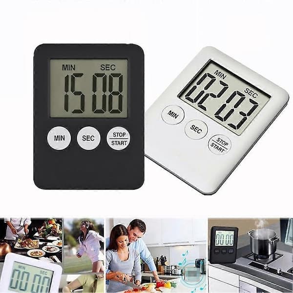 Magnetisk Fyrkantig LCD Digital Timer Kök Matlagning Nedräkning Alarm Klocka Verktyg Black