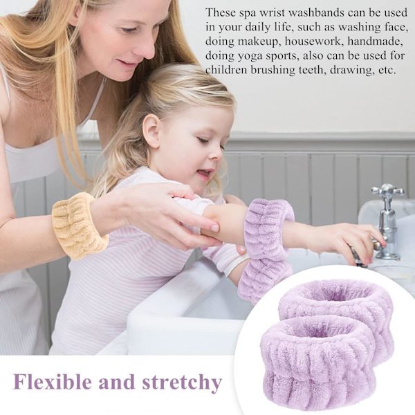 Handledstorkar för ansiktstvätt, spa-armband och pannband, mikrofiber, snabbtorkande, absorberande armband för flickor, män, smink, 6 st armbandsset 4 Pairs