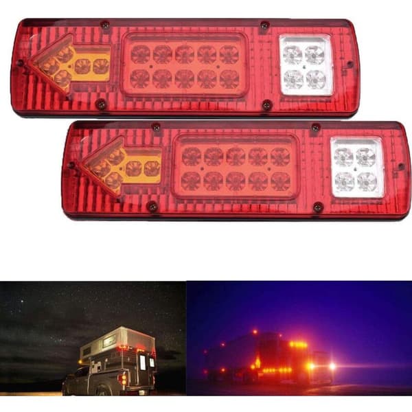 2x LED baklys, 19 lysdioder, 12V, for lastebiler, campingvogner, varebiler, båthengere