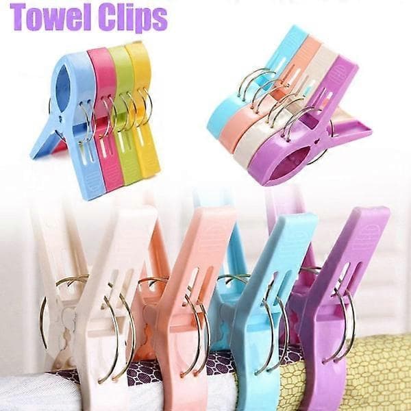 Solstol Strandhandduk Clips 4-Pack Stora Klämmor Kraftiga Tvättklämmor