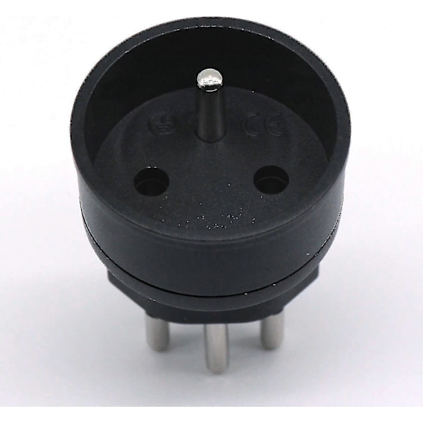 Schweiz/Liechtenstein 2-stiftsadapter - EU till DE/FR/IT/ES 3-stiftskontakt (3 stycken, svart)
