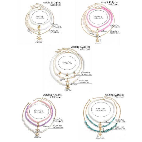 3 Stykker Halskæder med Havtema Trendy Kravebenskæde Choker med Letvægtsdesign Til Sommerfester 05 necklace gold