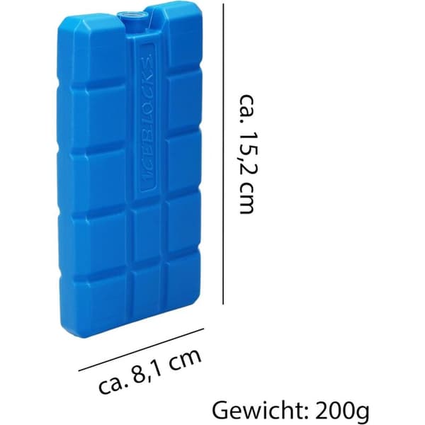 Køleelementer til isolerede tasker, køleblokke, 12 timers køletid, ca. 200g pr. enhed, ca. 8,1 x 15,2 x 2,2 cm, også til kølebokse