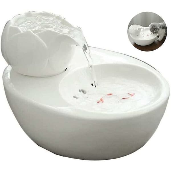 1.3L Keramisk Kattvattenfontän, Tyst Vattendispenser, Högkapacitetsfiltrering, Mått 19x14x7.5cm