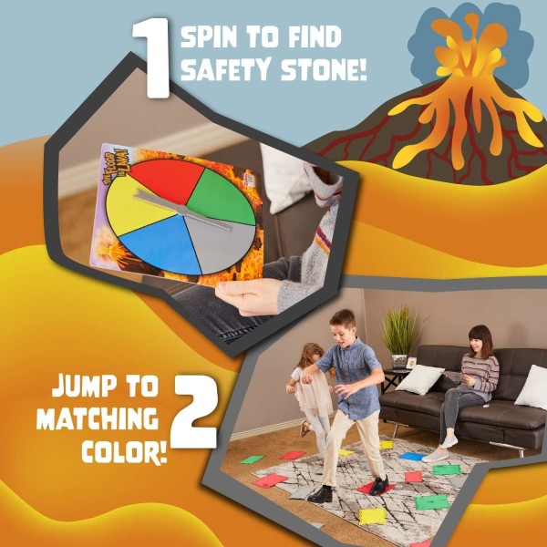 AGUS Lava Jump Floor Game - Interaktivt brädspel för barn och vuxna inomhus och utomhus Lätt att spela brädspel Rolig present, flerfärgad