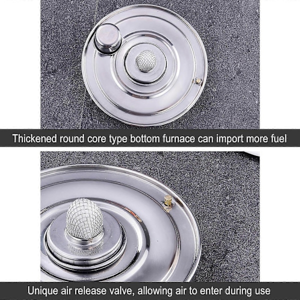 Koker for innendørs, sprittkoker i rustfritt stål, bærbar komfyr, enkel å bære, krever ikke strøm, egnet for innendørs og camping 30cm