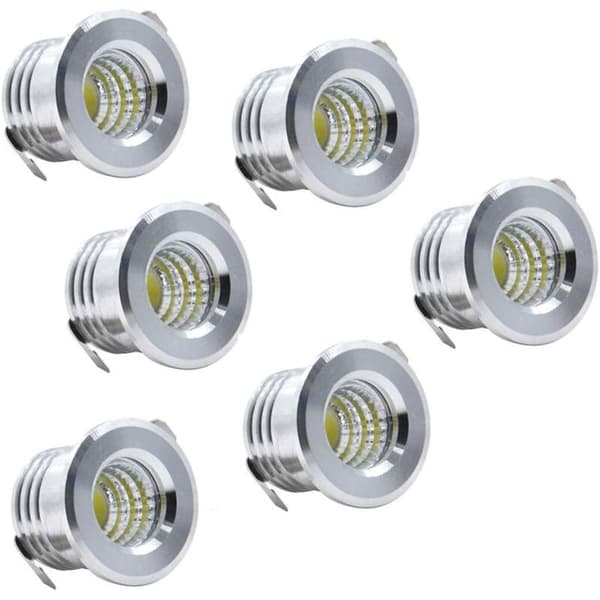 Sett med 6 mini innfelte LED-spotter - 3W - 3.8cm - Varmhvit