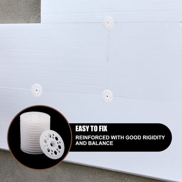 100 st platta plastbrickor, 45 mm plastbrickor, polypropenbrickor, skumbrickor för fixering och stöd av skumisolering