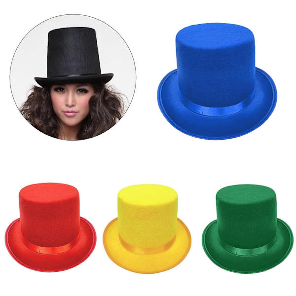 Roll Trim Hög Hatt för Kvinnor Män Scenföreställningar Gentleman Hatt Temafest Maskerader Utklädnad Huvudbonad Nonwoven Hatt Vit L White L
